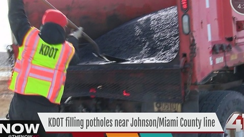 KDOT filling potholes near Johnson/Miami County line