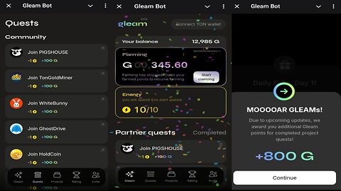 Gleam Rewards | Complete Tasks And Receive $Gleam Points