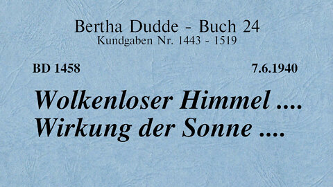 BD 1458 - WOLKENLOSER HIMMEL .... WIRKUNG DER SONNE ...