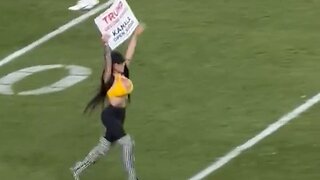 Woman Rushes Onto The Field During The Steelers Game With A Pro-Trump Sign