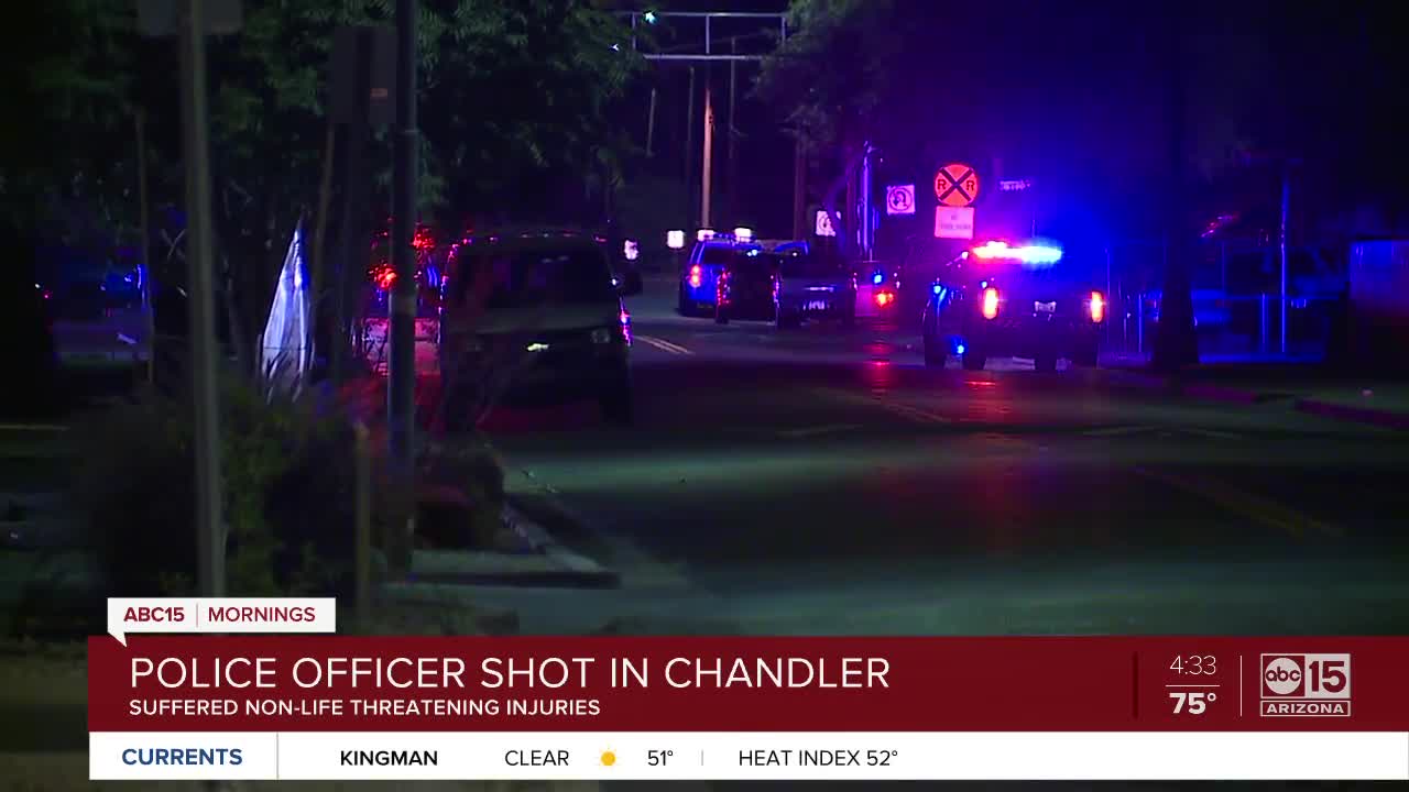 Officer shot in Chandler, suspect on the run