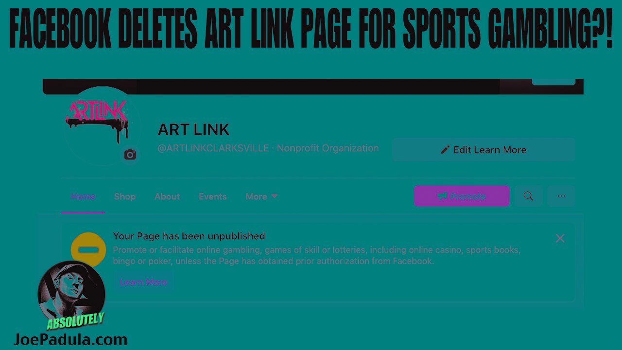 Facebook Deletes the Art Link Clarksville Page for Sports Gambling. WTF?!