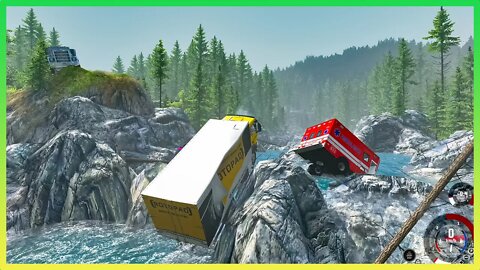 TruckFails | Cars Falling Into The WaterfallT | BeamNG.Drive |TrucksFails