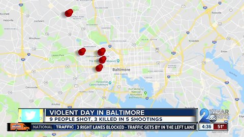 Several violent shootings plague Baltimore City on Tuesday