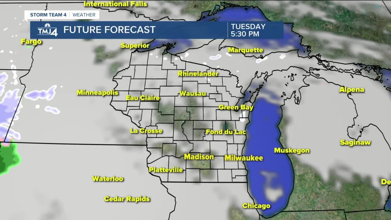 Cloudy, mild Tuesday ahead