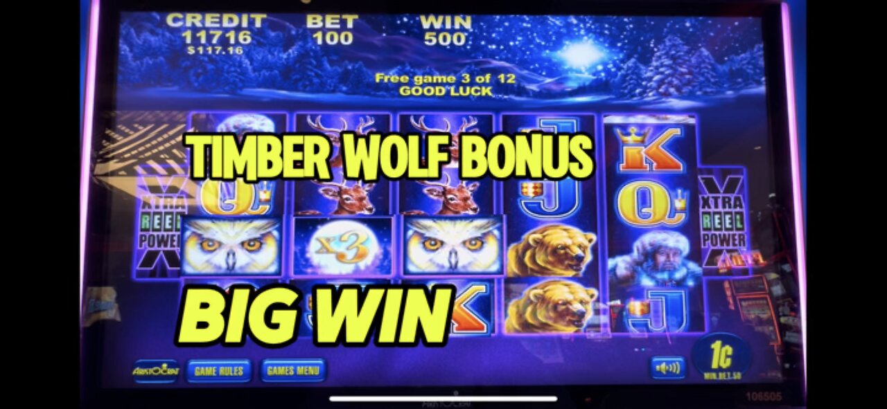 TIMBER WOLF DELUXE Slot Machine BONUS!! BIG WIN 🦜