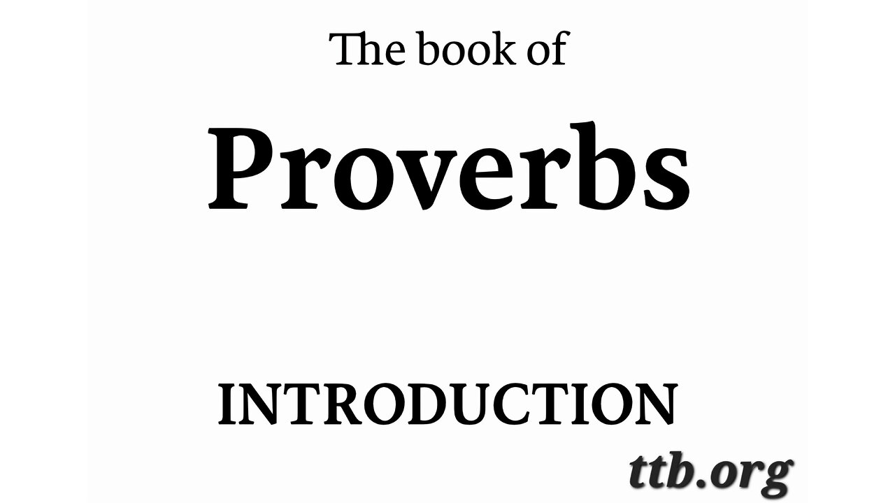 Proverbs (Bible Study) (Introduction)