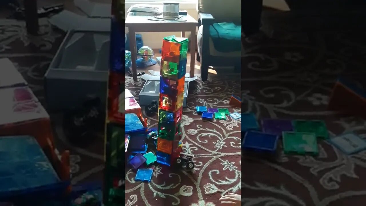 Slow Motion Magnet Tower Destruction