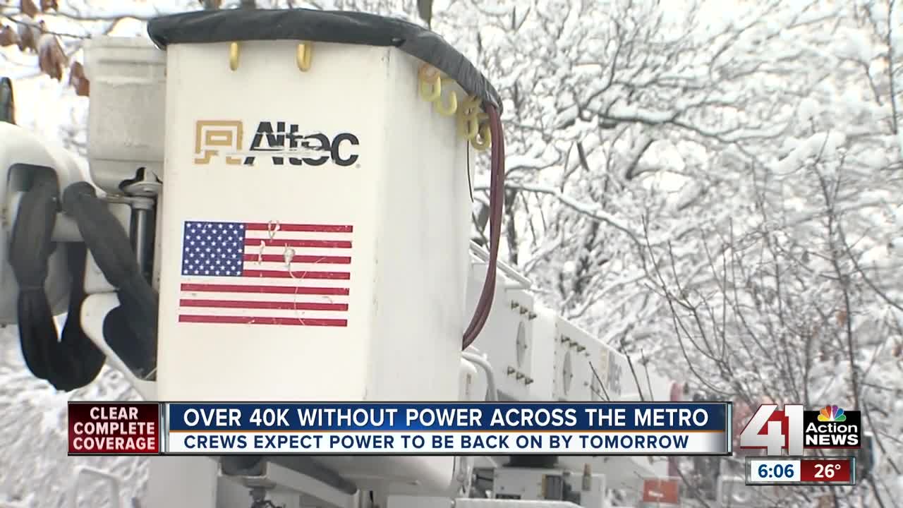 Crews continue work as thousands still without power Monday