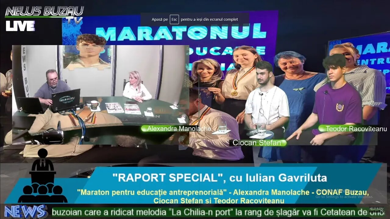 LIVE - TV NEWS BUZAU - "RAPORT SPECIAL", cu Iulian Gavriluta. "Maraton pentru educație antrepreno…