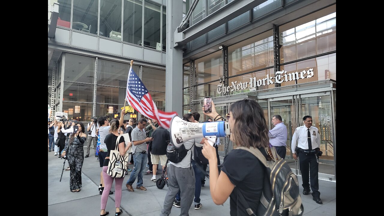 New York City protests against vaccine mandates - in front of NY Times building