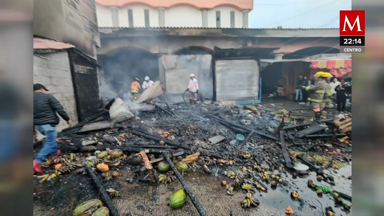 Incendio en el mercado zona norte de San Cristóbal de las Casas, Chiapas, devasta 25 locales