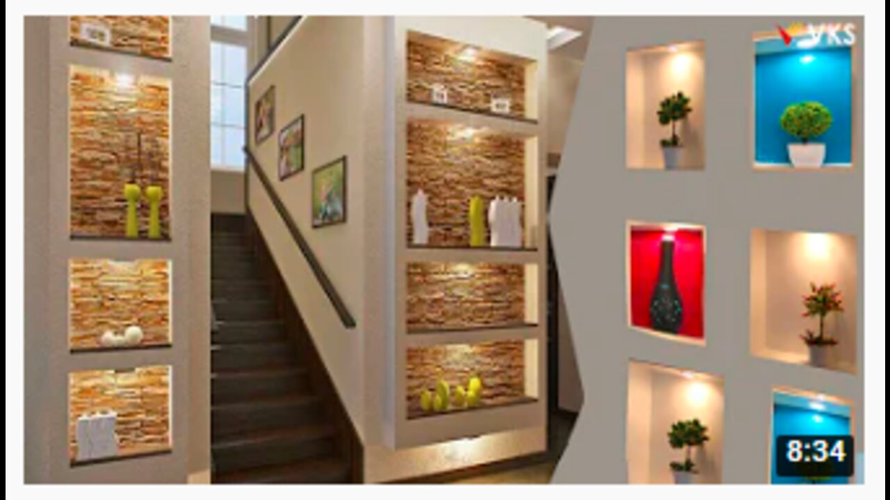 Modern Wall Niches Shelves Design Ideas LED Lights Wall Cube Shelves Wall Decor Recessed Light