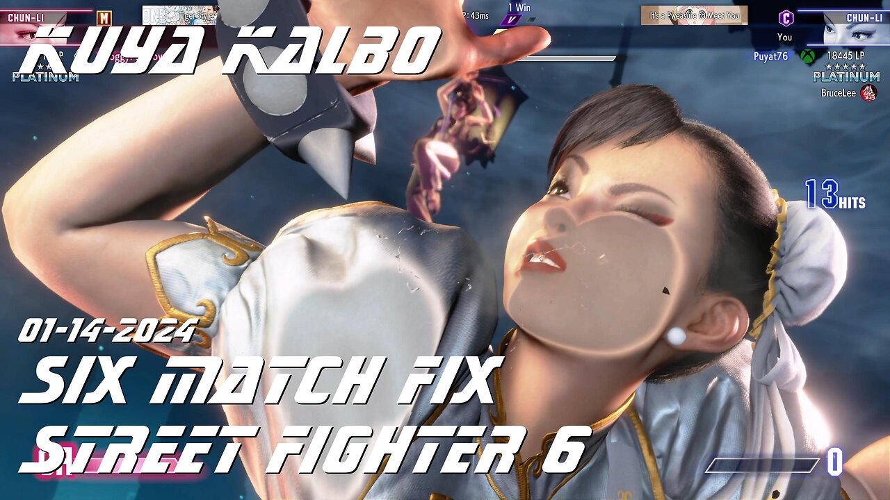 Kuya Kalbo Six Match Fix with Chun Li on Street Fighter 6 as Puyat 01-14-2024.