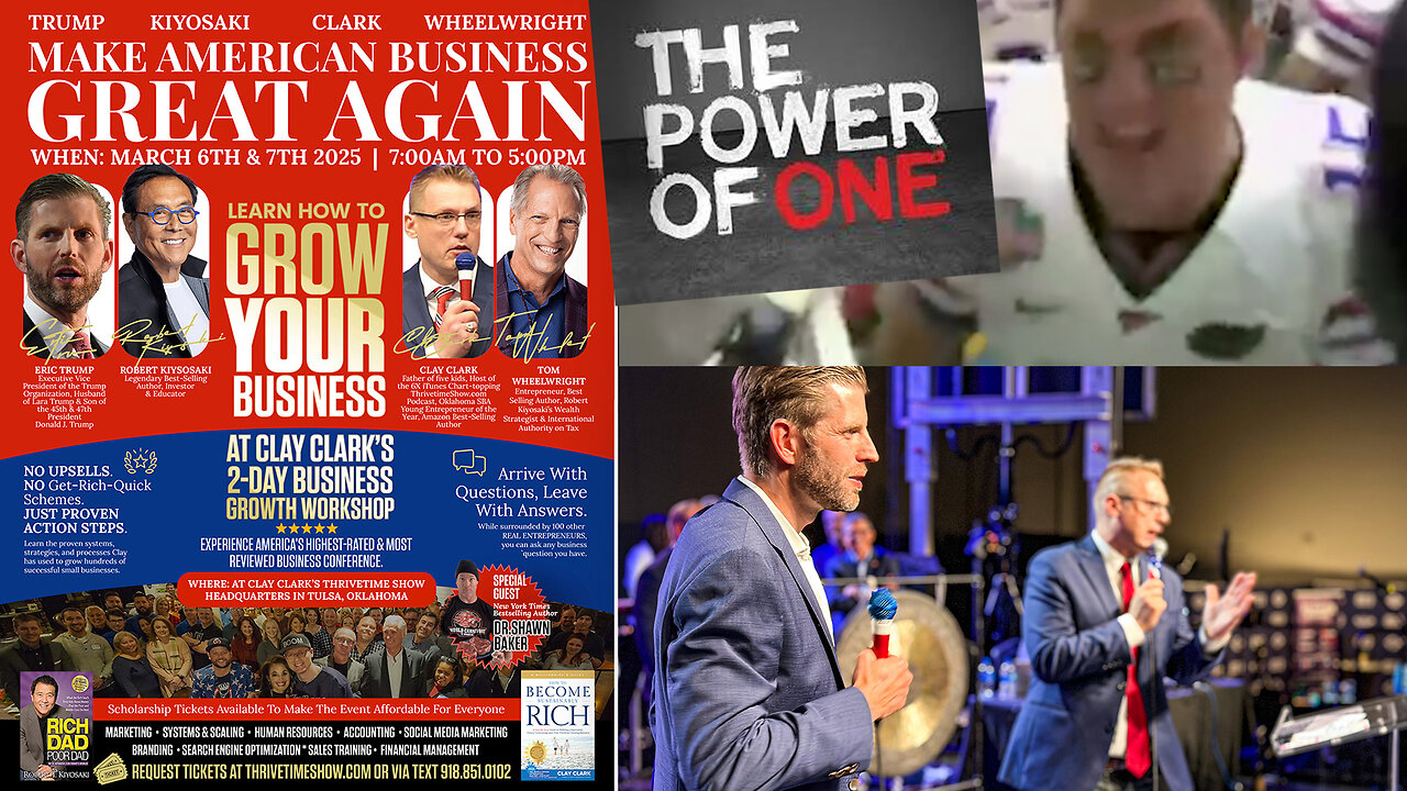 The Power of One | WILL YOU BE THE ONE WHO CHANGES Your Family's Financial Direction? Join Robert Kiyosaki & Eric Trump At Clay Clark's March 6th & 7th Business Conference! (251 Tickets Remain)