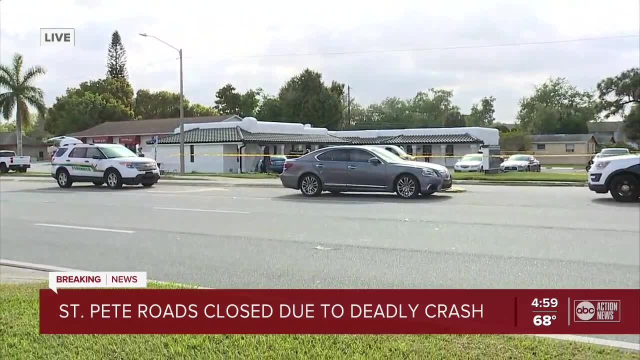 Driver hits, kills pedestrian then crashes into office building in St. Pete, police say