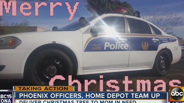 Tree delivered by Phoenix PD to family in need