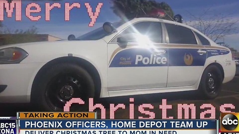 Tree delivered by Phoenix PD to family in need