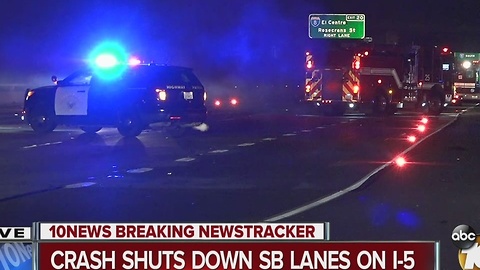 Crash shuts down SB lanes on I-5