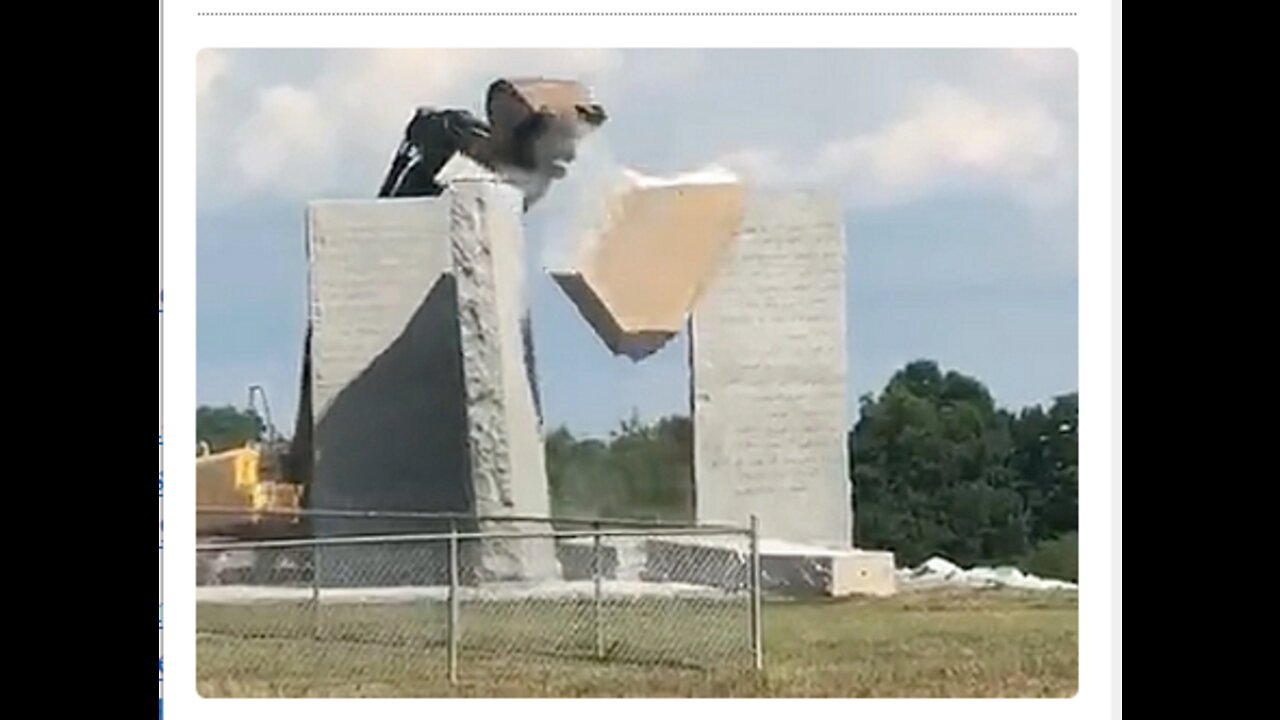 GEORGIA GUIDESTONES GET ATTACKED THEN DEMOLISHED - YET THE ENVIR TYRANNY REMAINS