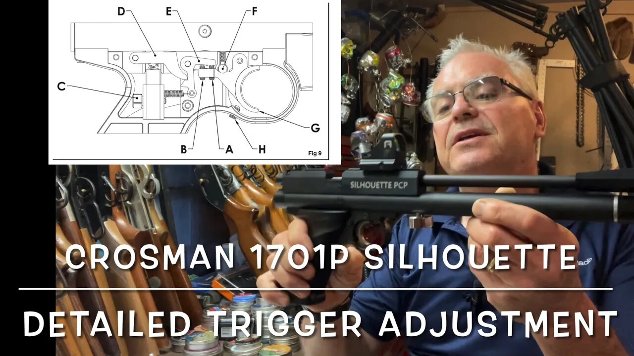 Crosman 1701P silhouette pcp pistol trigger adjustment also compared with 1322/2240 trigger mech.