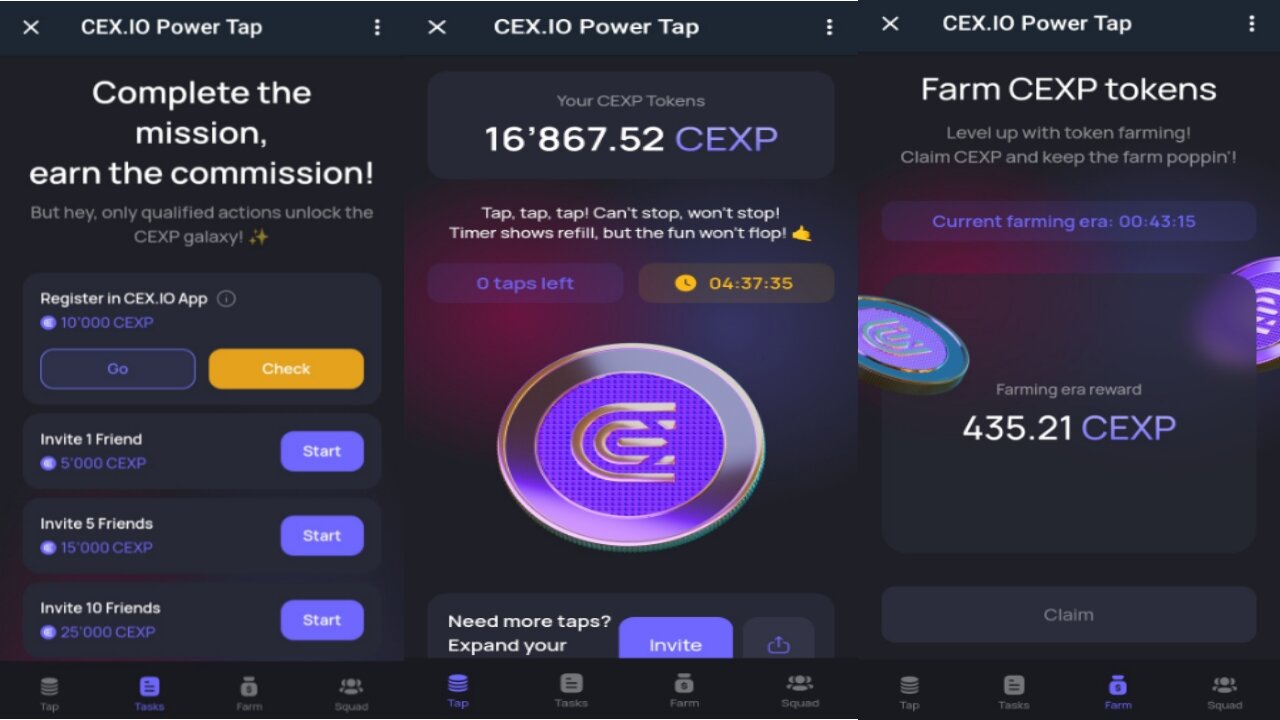 CEX.IO Power Tap | A New Crypto Mining Bot On Telegram