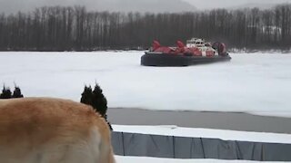 Canadian Coast Guard ice breaker puts on a show for 3 year old grandson!