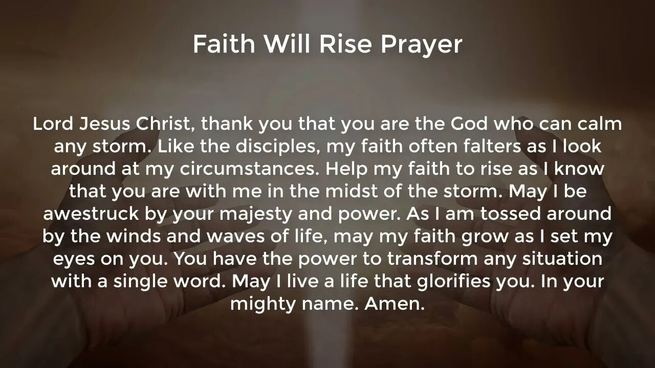 Faith Will Rise Prayer (Prayer for Faith and Guidance)