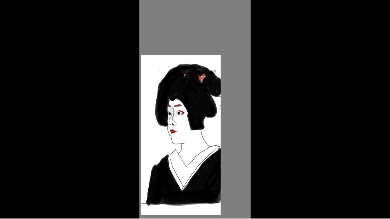 A Tracing Drawing Geisha Woman