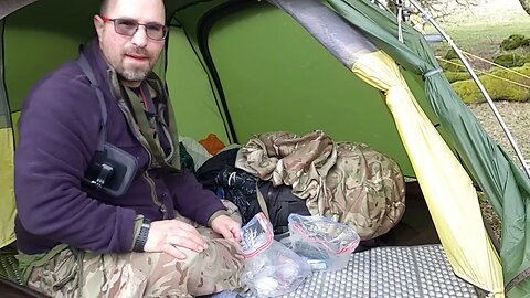 slowly clearing down in the tent. Dartmoor 26th March 2023