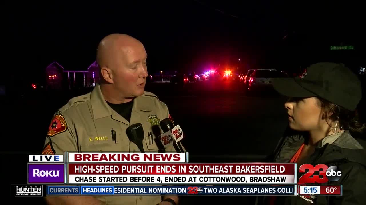 High-speed pursuit ends in Southeast Bakersfield