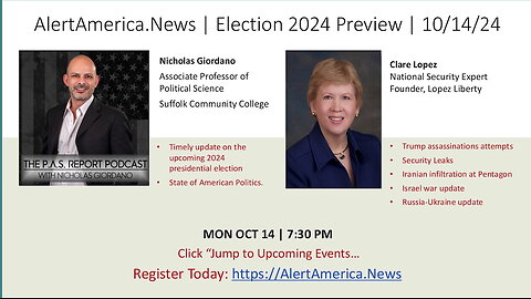 AlertAmerica.News Presents Prof Nicholas Giordano and NatSec Expert Clare Lopez