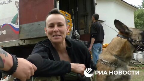 Russian humanitarian workers brought animal feed to Melitopol