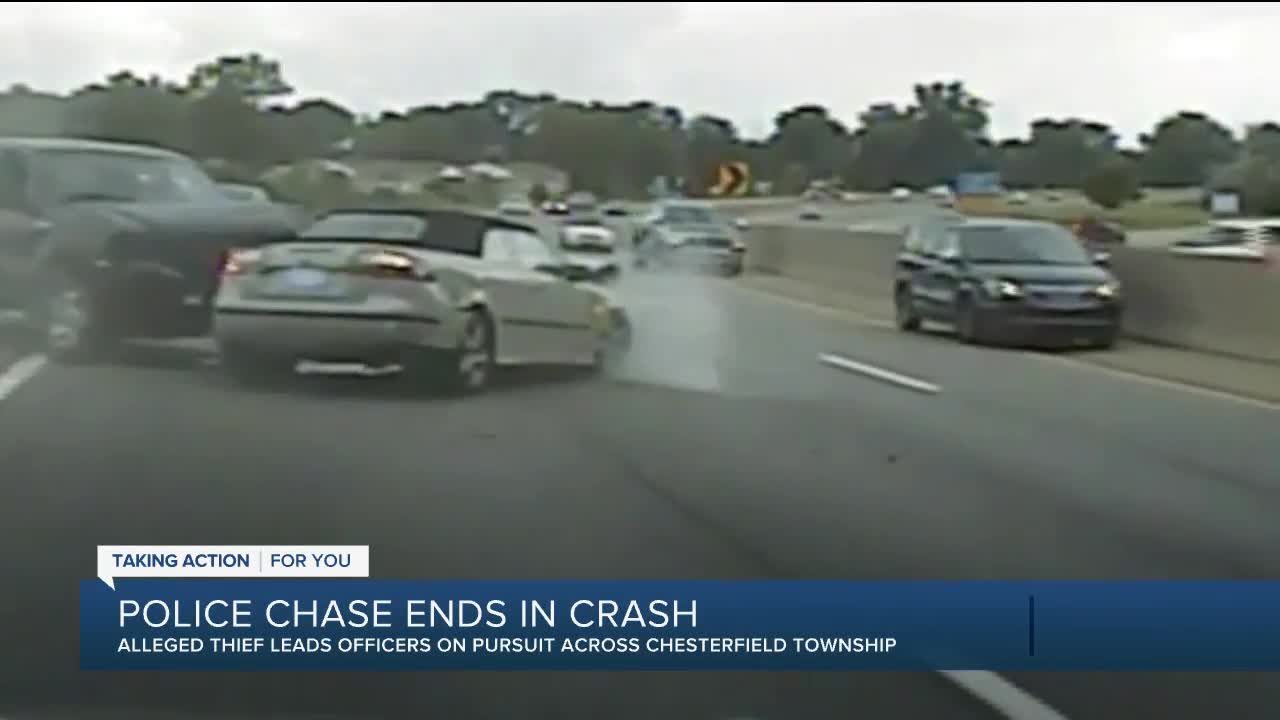 Chesterfield Township police chase ends in crash