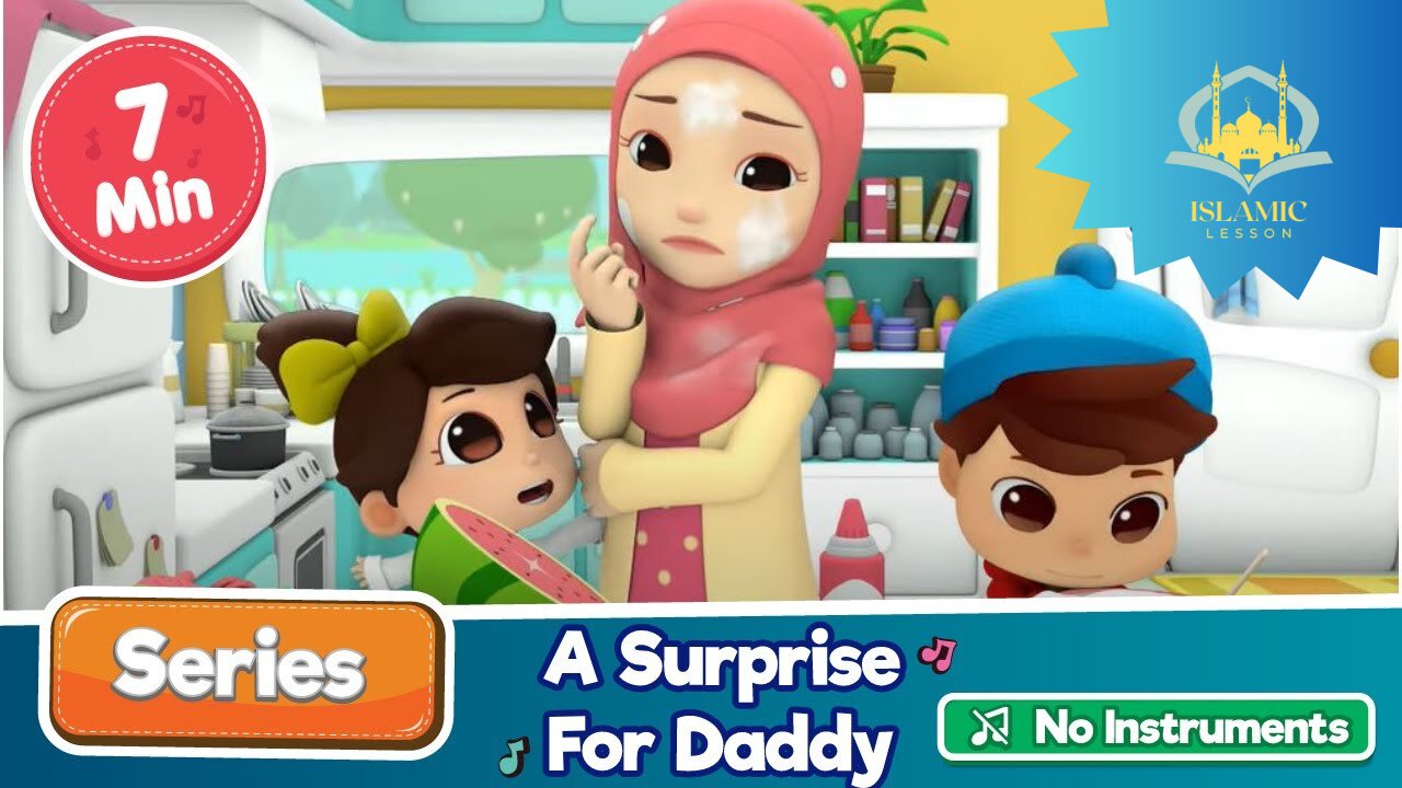 (NO INSTRUMENT) A Surprise For Daddy | Omar & Hana | Islamic Series For Kids | Islamic Lesson