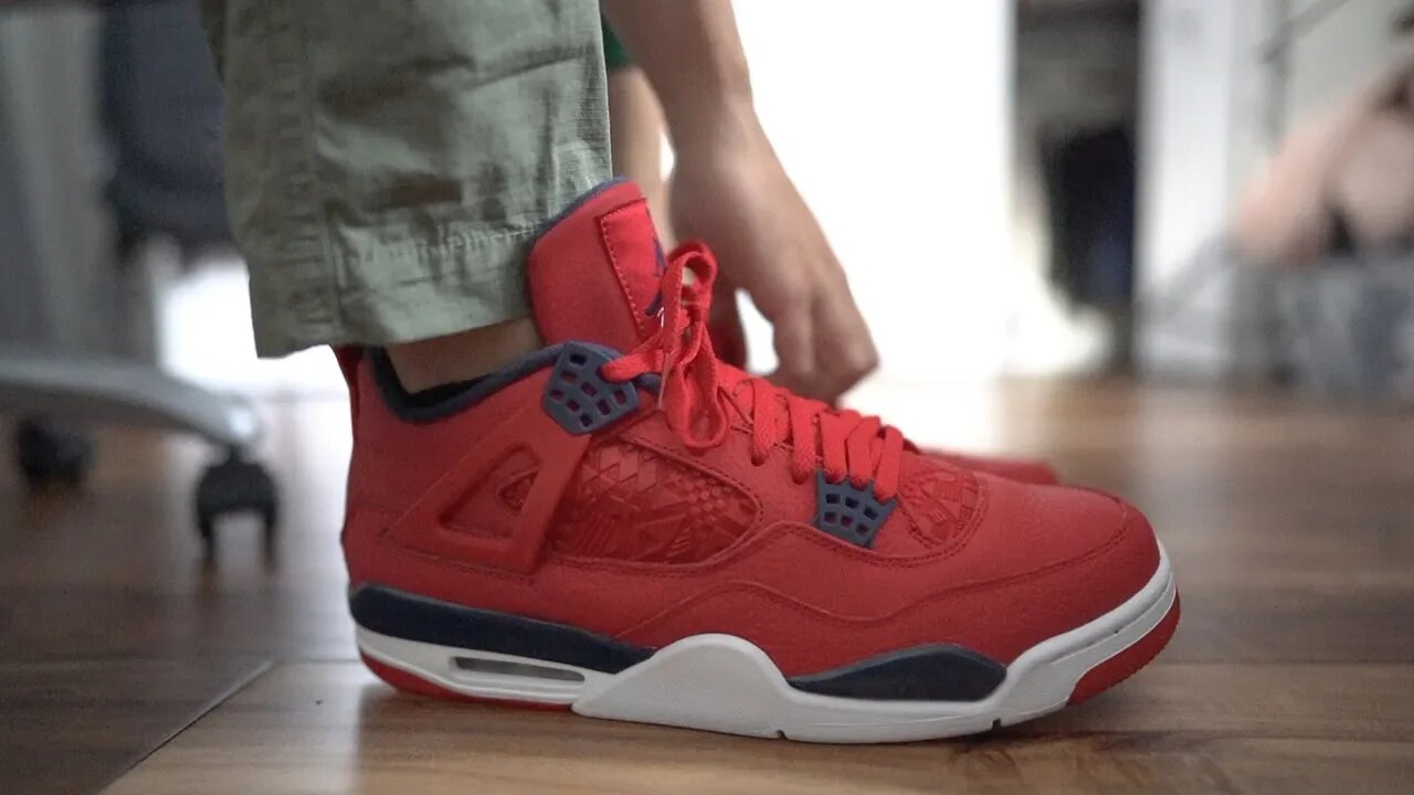 THESE ARE NOT WORTH $200! "FIBA" AIR JORDAN 4 ON FEET! WATCH BEFORE YOU BUY!