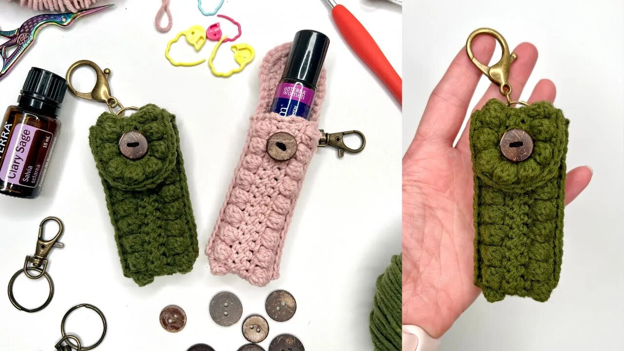 Essential Oil Roller Keychain- Free Crochet Pattern