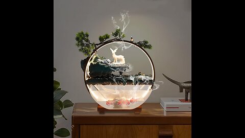 Serene Tabletop Water Fountain with LED, Mist & Feng Shui Charm 💧🌿