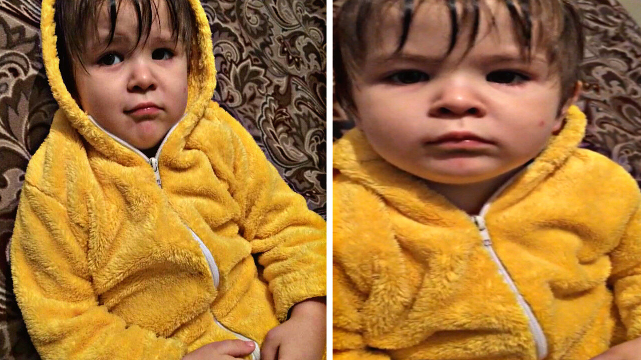 The kid tries to speak another language and it is very funny