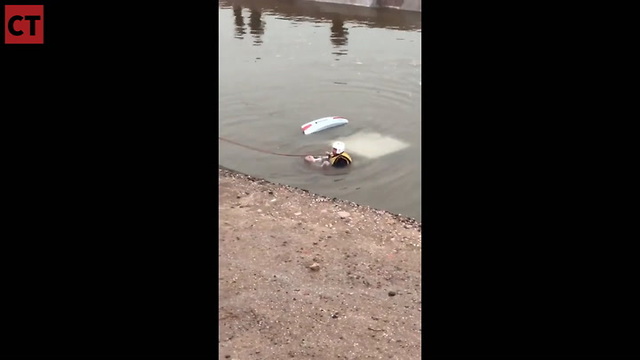 Heroic Rescue Caught On Camera After Woman Gets Caught In Devastating Monsoon