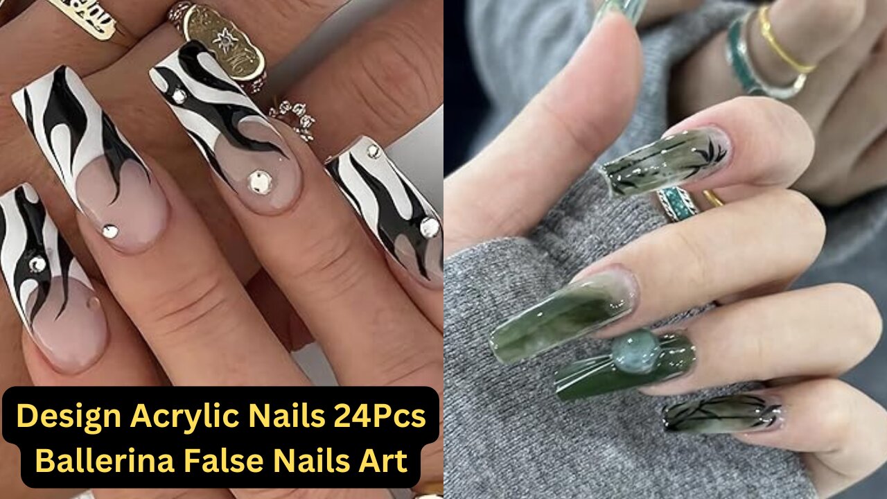 Design Acrylic Nails 24Pcs Ballerina False Nails Art || Summer nails for women. #makeup #fakenail