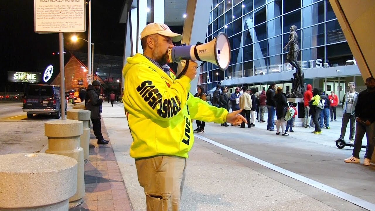 Atlanta Hawks Game & MARTA Street Preaching - Street Preacher Kerrigan Skelly of PinPoint Evangelism