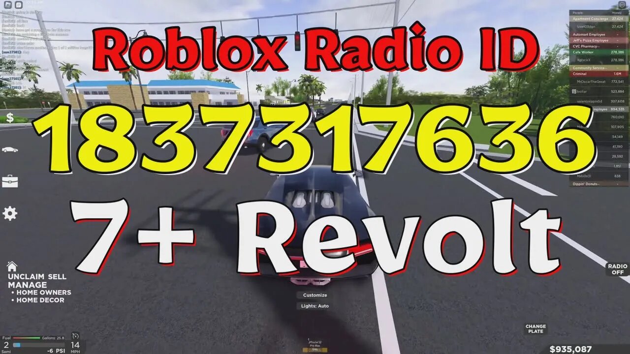 Revolt Roblox Radio Codes/IDs