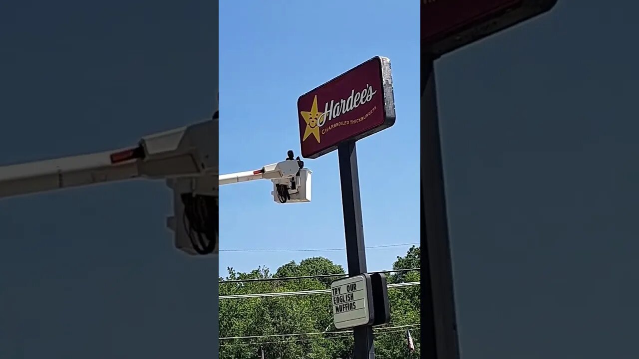 Sign work next door at hardees #laundromat #laundry #subscribe #mrgeorge #workplace