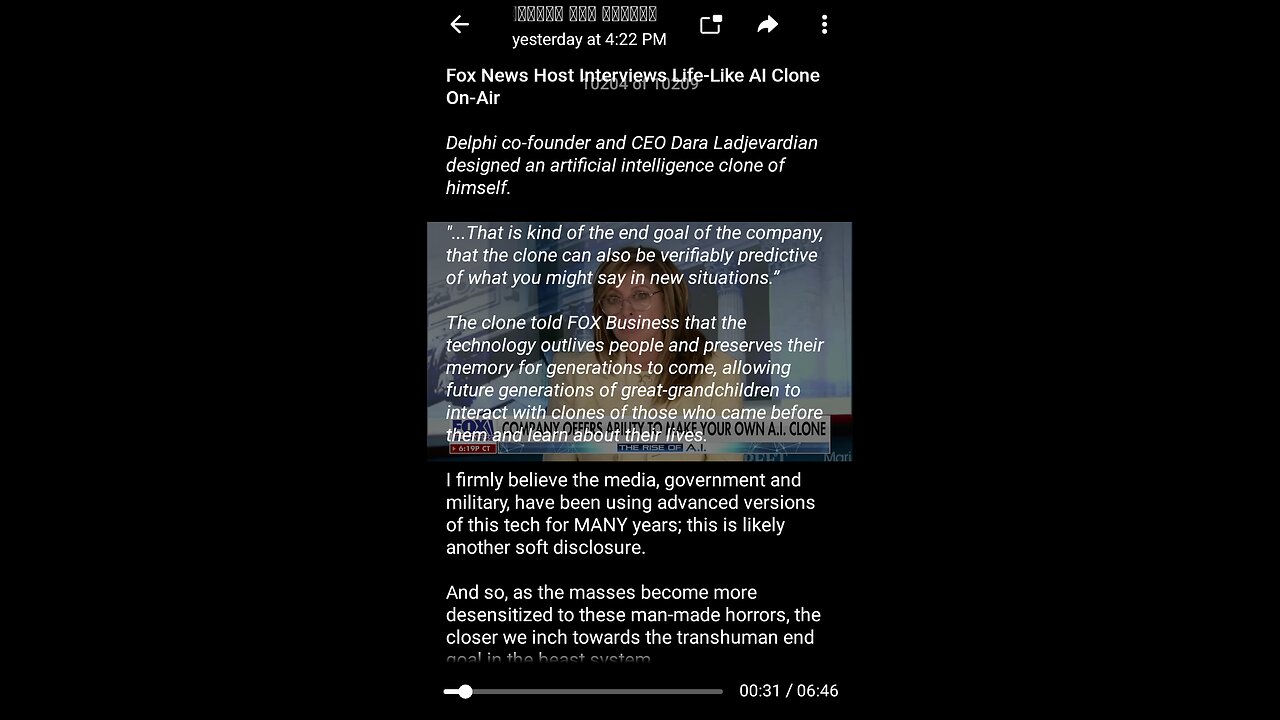 Documentary: Fox News Interviews A.I. Clone