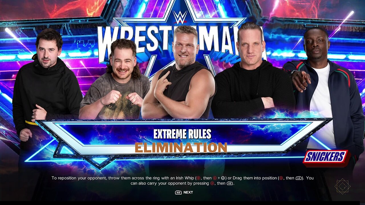 WWE 2k24 5MenExtremeRulesElimination Pat Mcafee vs Ty Schmit vs Boston Connor vs AJ Hawk vs Darius B