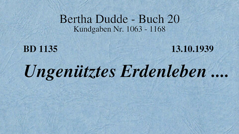 BD 1135 - UNGENÜTZTES ERDENLEBEN ....