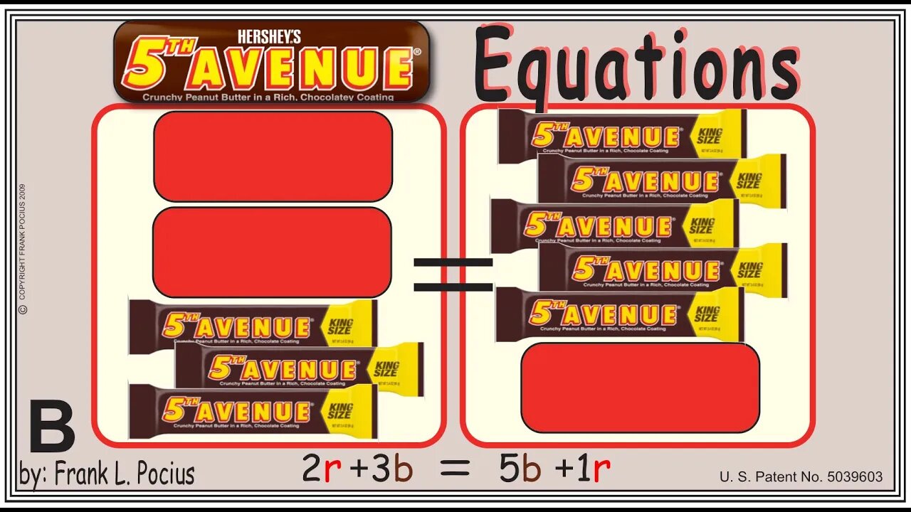 VISUAL FIFTH AVENUE 2r+3b=5b+1r EQUATION _ SOLVING EQUATIONS _ SOLVING WORD PROBLEMS