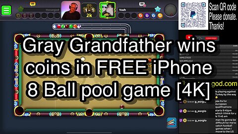 Gray Grandfather wins coins in FREE iPhone 8 Ball pool game [4K] 🎱🎱🎱 8 Ball Pool 🎱🎱🎱