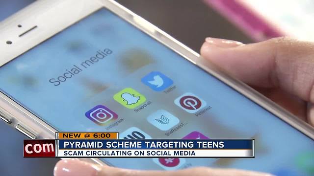 Social media pyramid scheme targeting teens